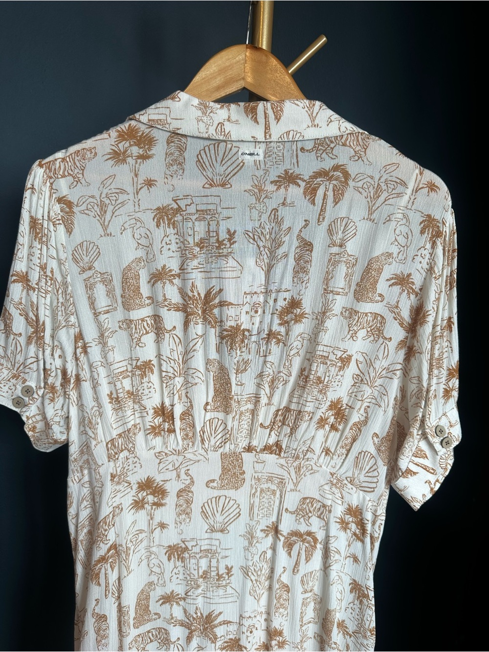 O'Neill White Maxi Summer Dress with Tan Floral Print - Picture 6 of 13